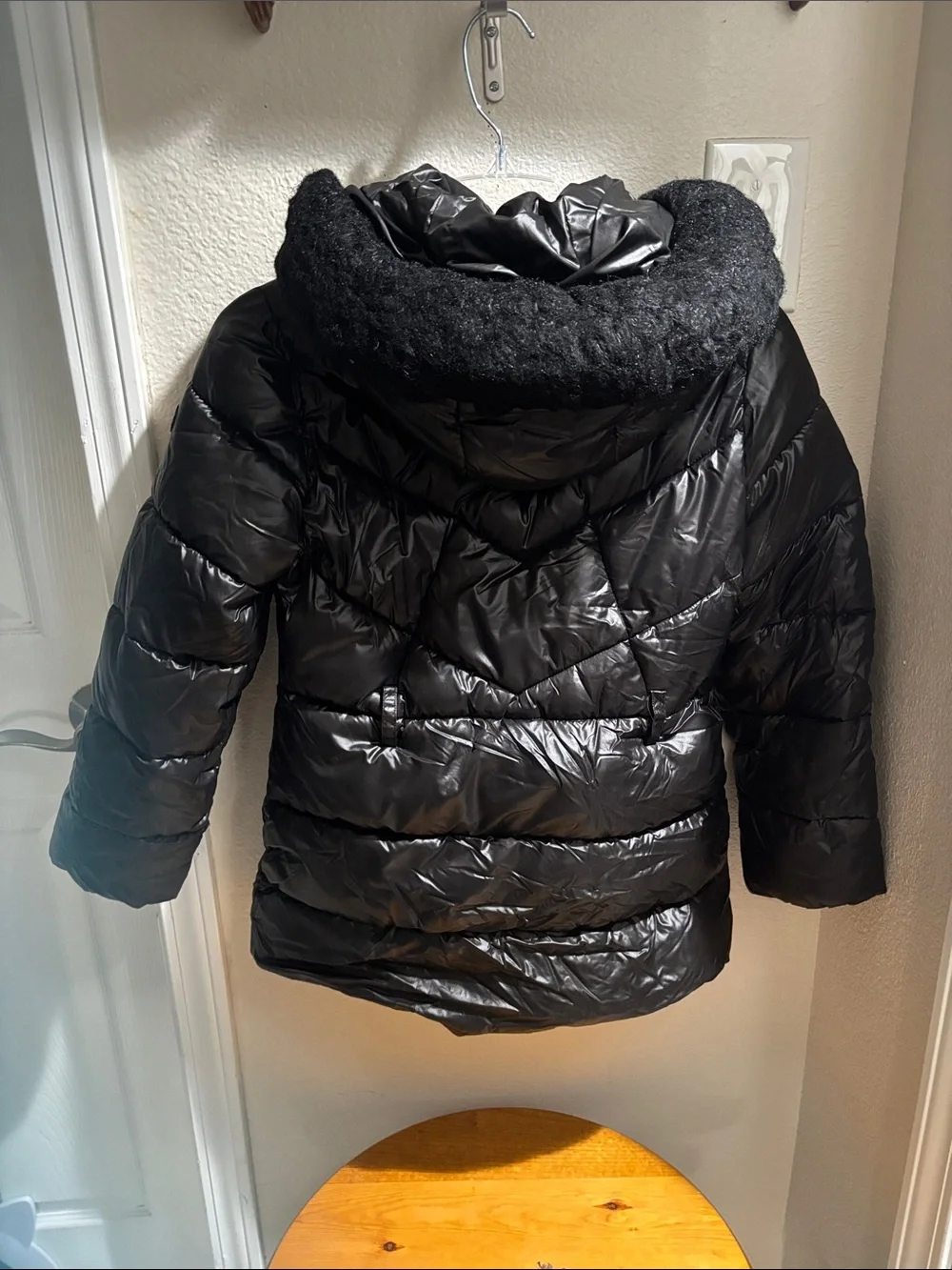 Michael Micheal Kors Black Girls  Quilted Puffer Jacket with Hood 10-12